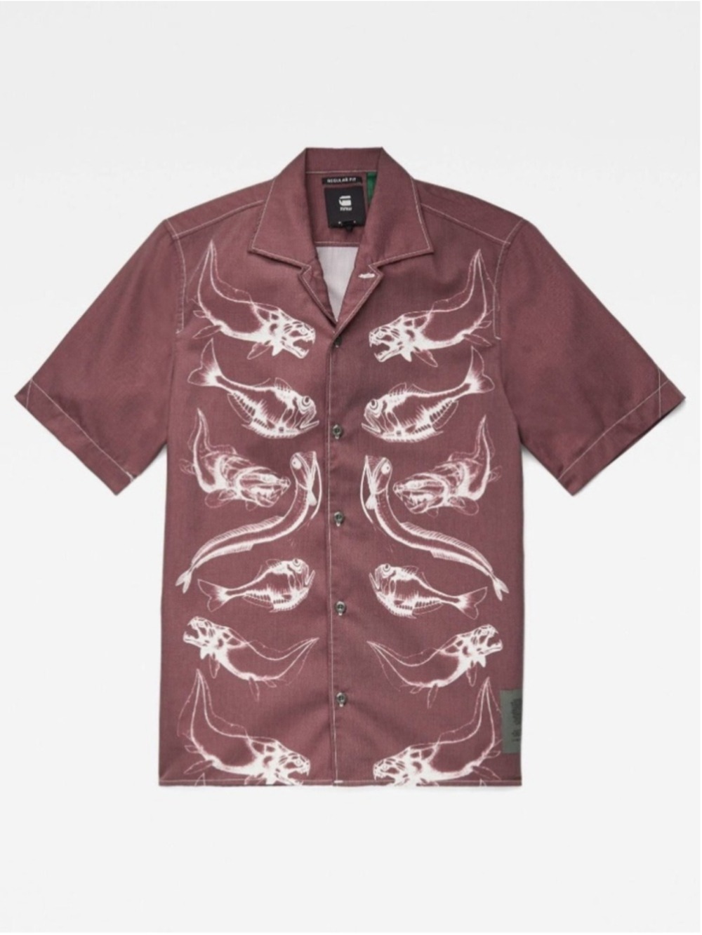 G-STAR RAW Hawaiian Service Short Sleeve Button Up Shirt in Ox Blood Size XS